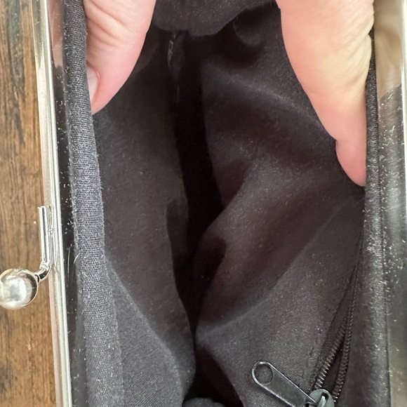 Gorgeous velvet and sequin black clutch with chain and pleather strap - Picture 5 of 8